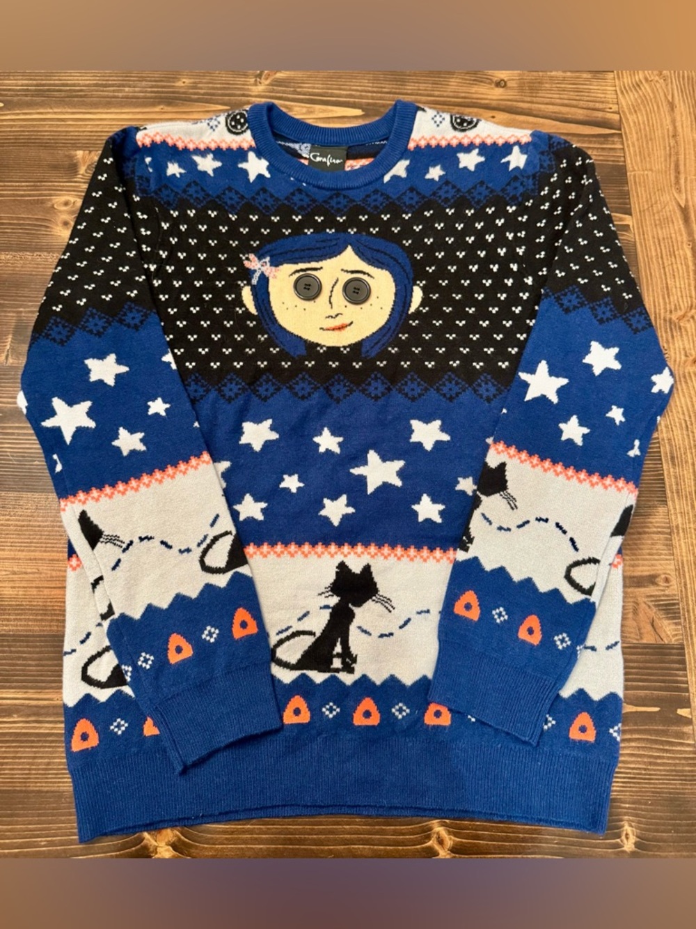 Laika Coraline Button Eyes Crewneck Sweater Size‎ M